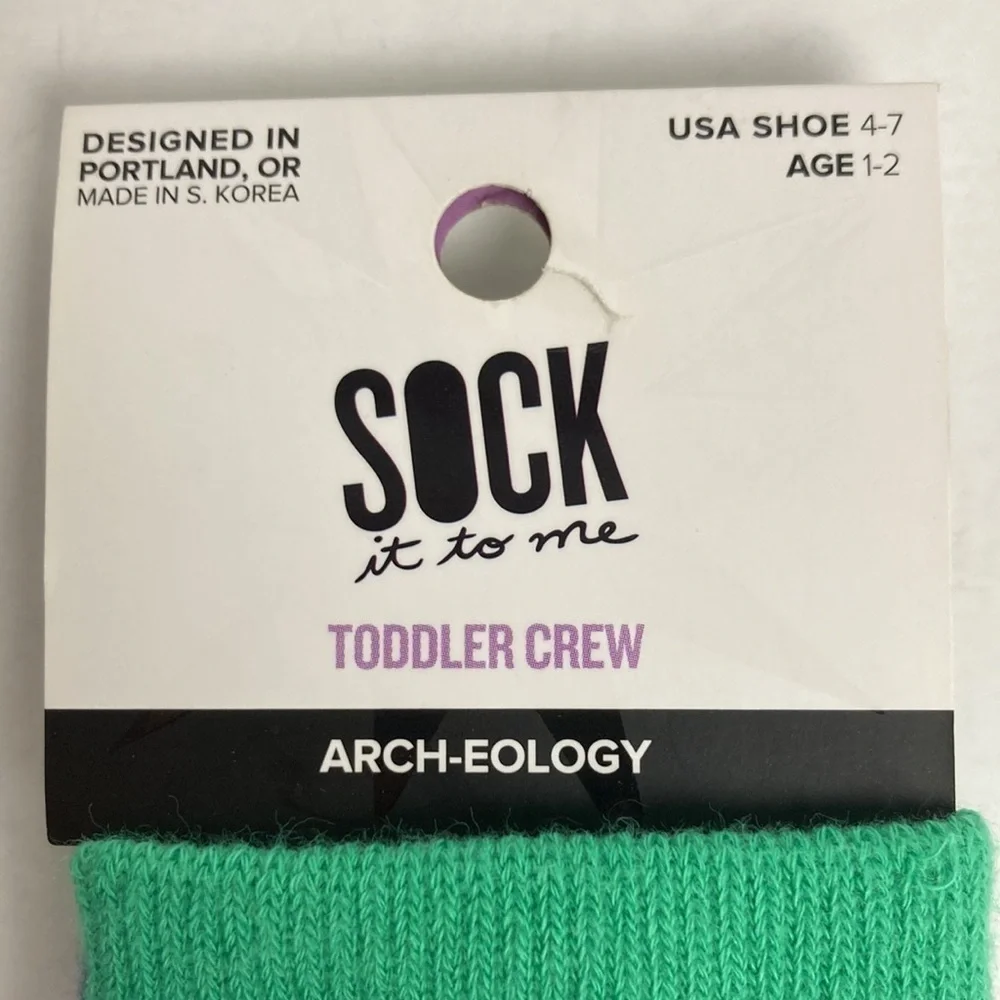 Sock It to Me NWT Arch-eology Junior Crew Socks Ages 1-2 Toddler Baby Dinosaur